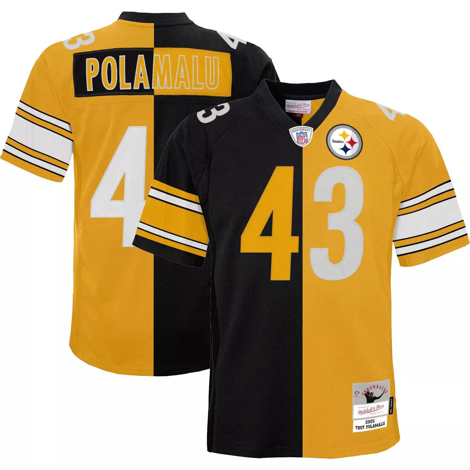 

Мужская футболка Mitchell & Ness Troy Polamalu, черная/золотая, Pittsburgh Steelers Big & Tall Split Legacy, реплика игрока в отставке, Черный, Мужская футболка Mitchell & Ness Troy Polamalu, черная/золотая, Pittsburgh Steelers Big & Tall Split Legacy, ре