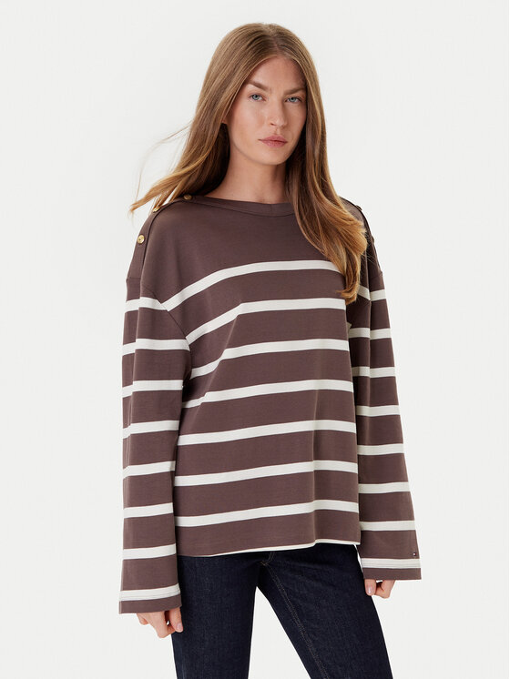 

Блузка relaxed fit Gold Button WW0WW45760 Tommy Hilfiger, коричневый