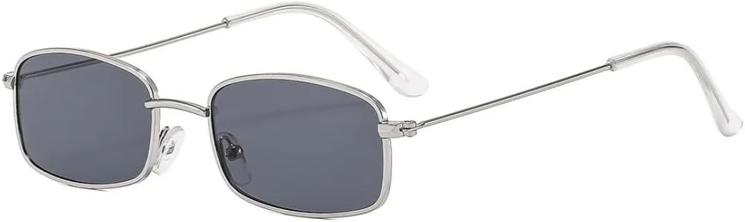 

Солнцезащитные очки для мужчин и женщин - защита UV400 - маленькая оправа, металлические петли, градиентные линзы, для занятий спортом на открытом воздухе и вождения DSVIGF, Silver Black