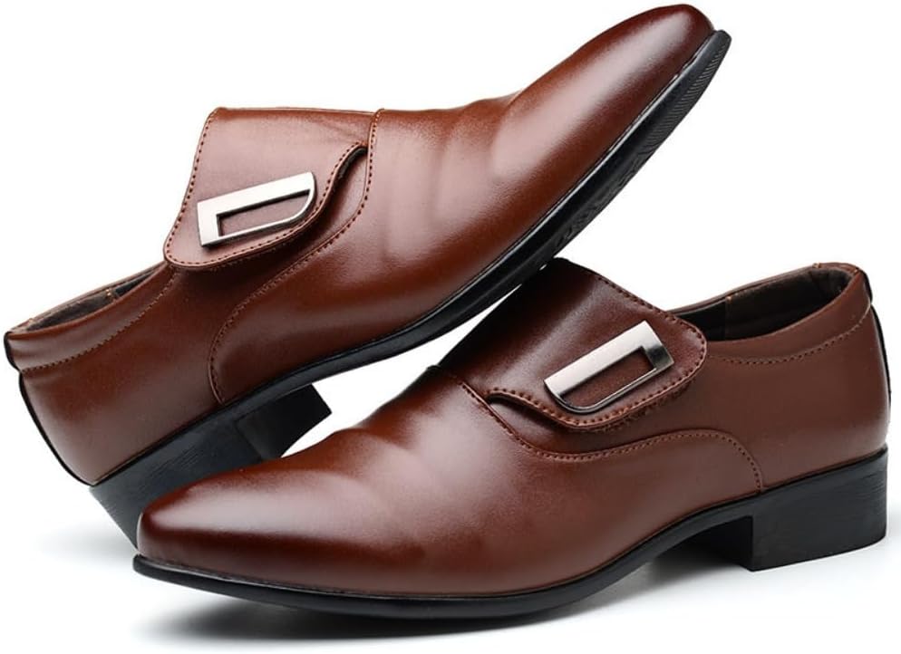 Мужские туфли monk strap на высоком каблуке с пряжкой Geerta, коричневый — фото 2