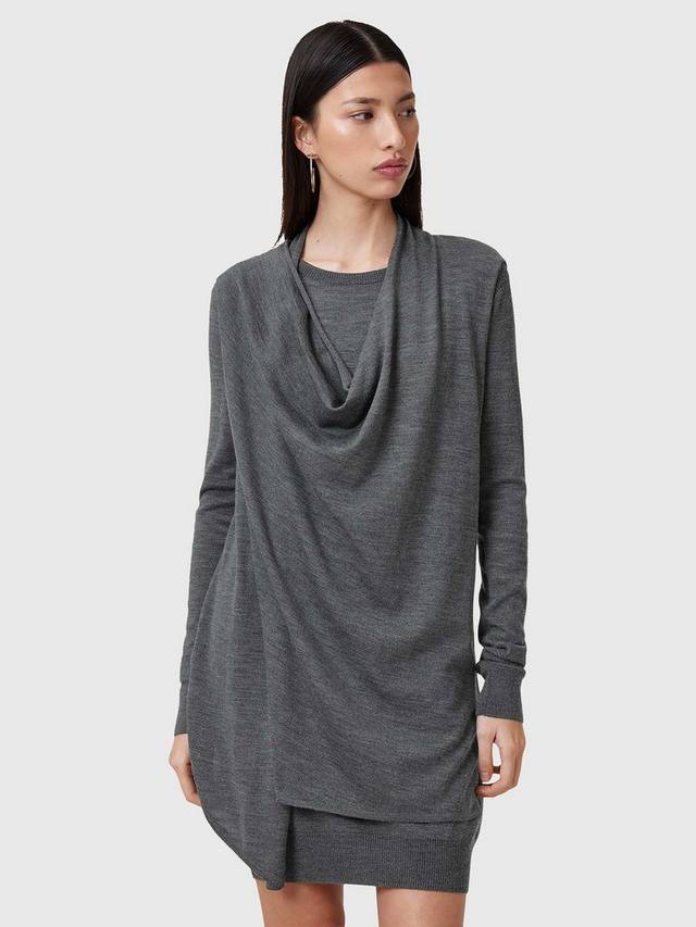 

Драповое платье из джерси drina AllSaints, цвет Grey Marl