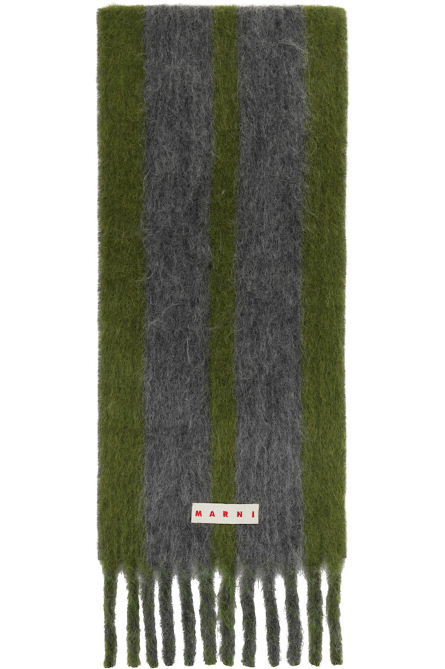 

Marni Шарф из альпаки в зелено-серую полоску