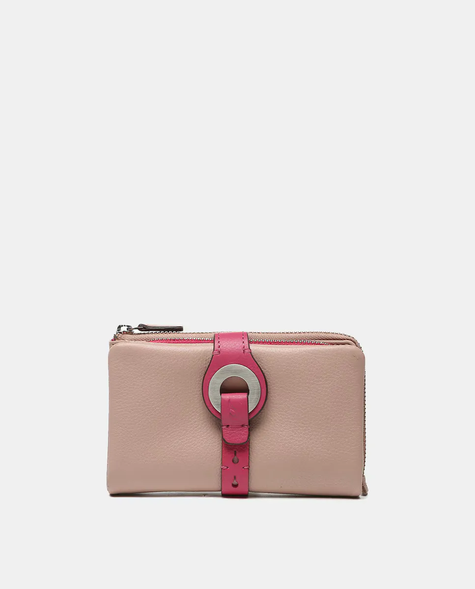 

Средний кошелек Oceans Diary с металлической застежкой из зеленой кожи Abbacino, розовый