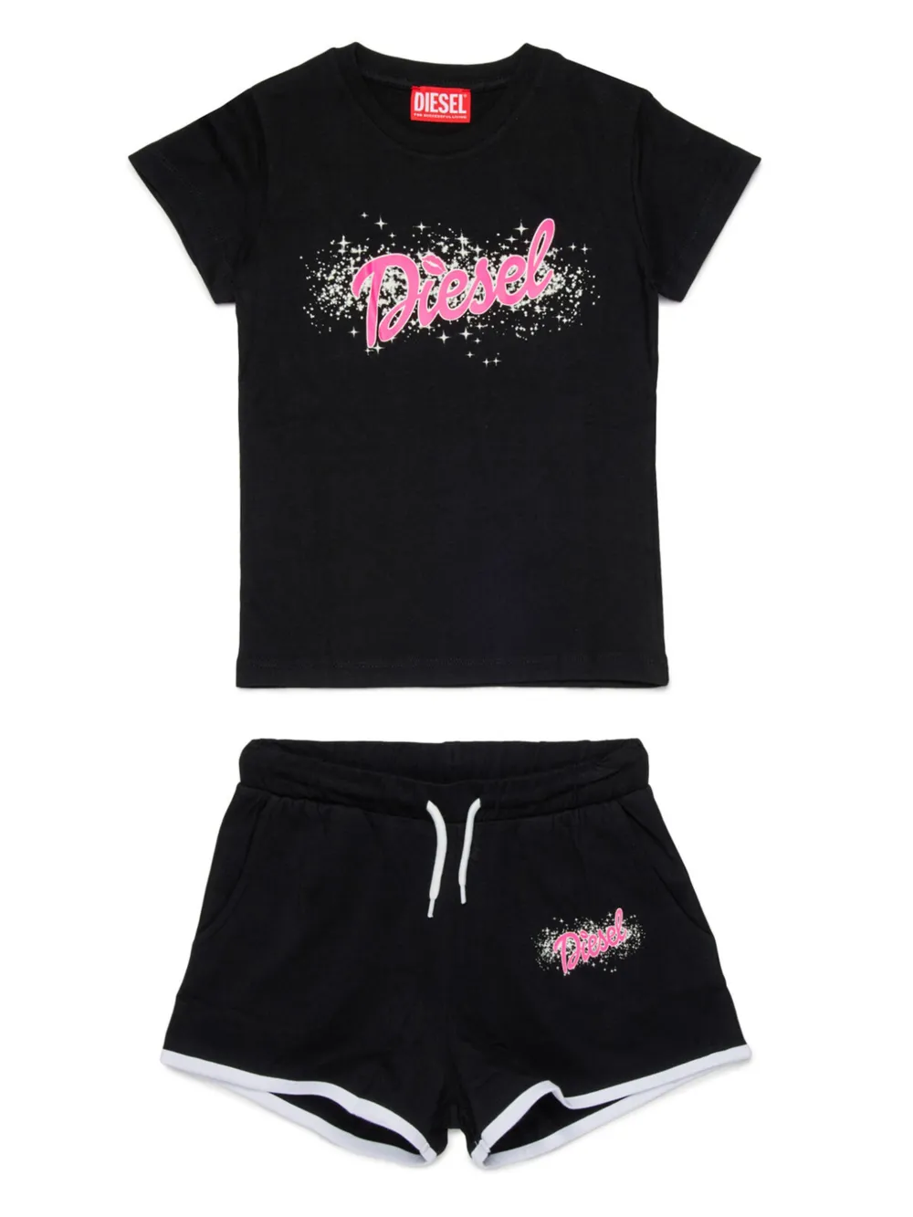 

Комплект из футболки и шортов с логотипом Diesel Kids, черный