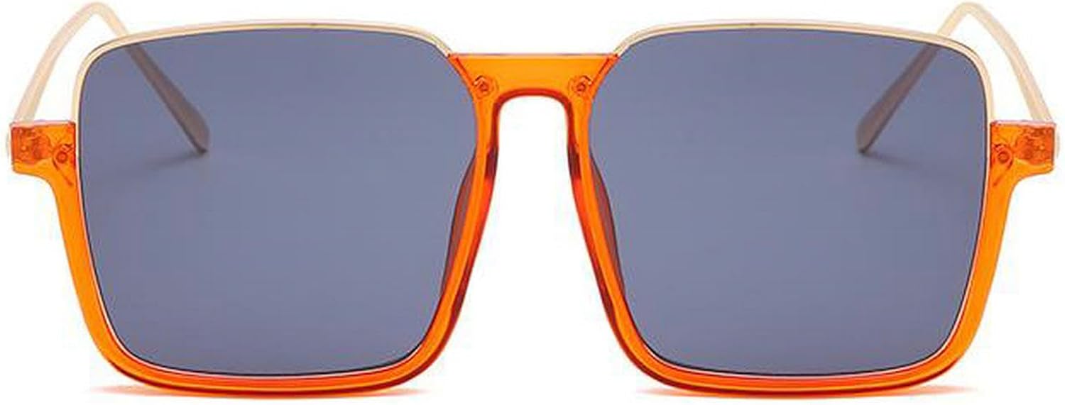 

Солнцезащитные очки в стиле ретро квадратной формы для женщин, модные золотистые полуободковые солнцезащитные очки-пилот большого размера, оттенки шампанского mincl, Orange Gray