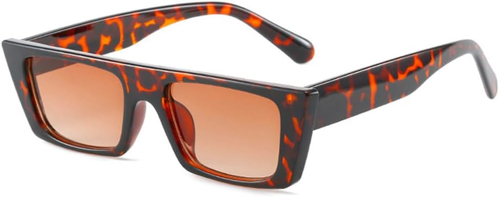 

Винтажные прямоугольные солнцезащитные очки для женщин, защита от УФ-излучения UV400, модные, желейного цвета, мужские, трендовые панк-солнцезащитные очки HVTVTLA, Leopard Tea Gradient