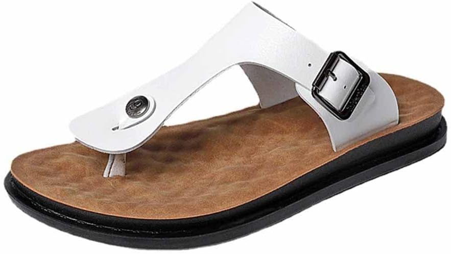 

Мужские шлепанцы GHYUB, пляжные вьетнамки, удобные мягкие резиновые сандалии на плоской подошве, из натуральной кожи, с открытым носком, летняя обувь для дома (Цвет: белый, Размер: EUR42)