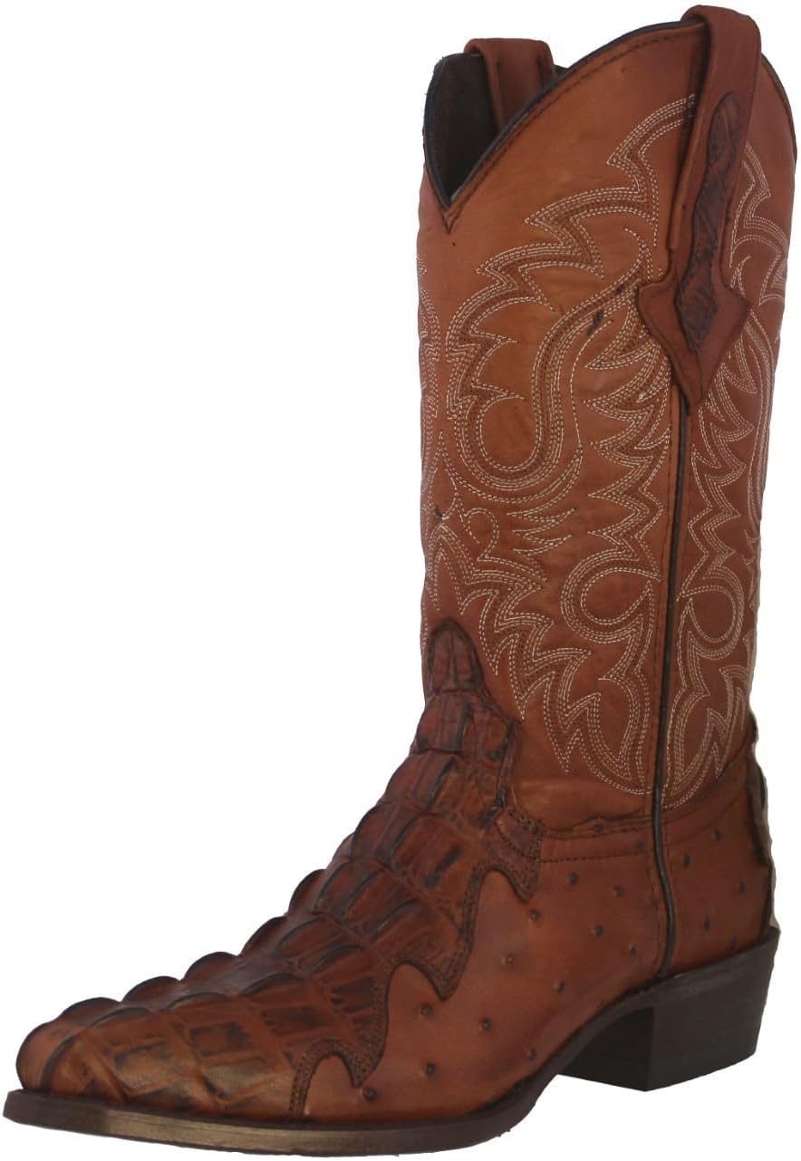 

Мужские ковбойские сапоги Texas Legacy цвета коньяк с западным стилем, с отделкой под крокодила и страуса, модель J Toe