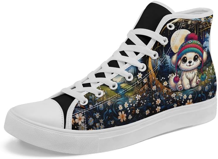 

Высокие кеды из ткани для девочек и мальчиков с принтами галактики, кошек и собак, модные кроссовки, дышащие, легкие, повседневная обувь Awsole, белый