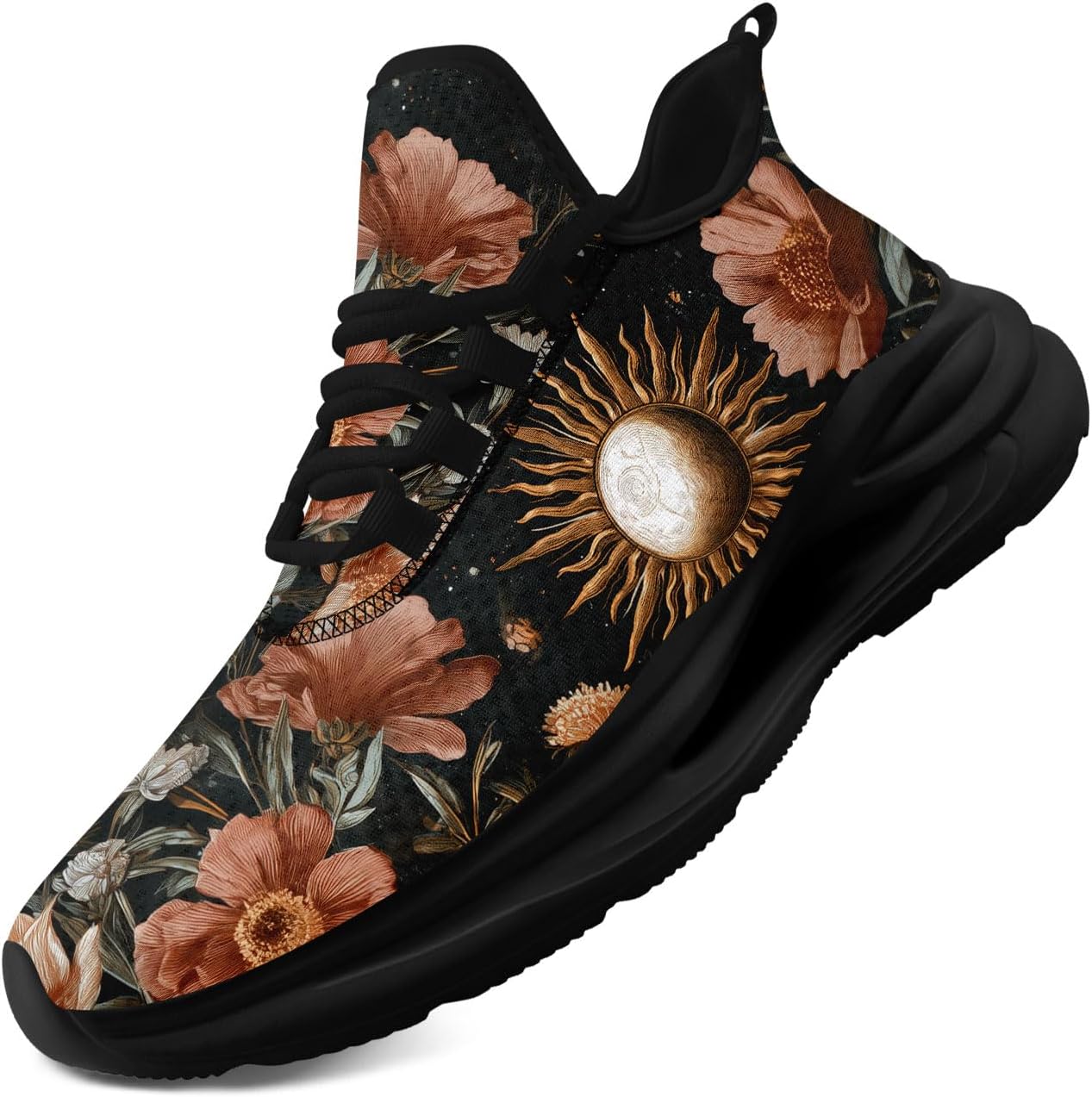 

Легкие кроссовки AWSOLE с принтом Солнце, Луна, Звезда для женщин и мужчин, дышащая сетка, для бега и ходьбы, модные, комфортные тренировочные, черный/синий/розовый/коричневый