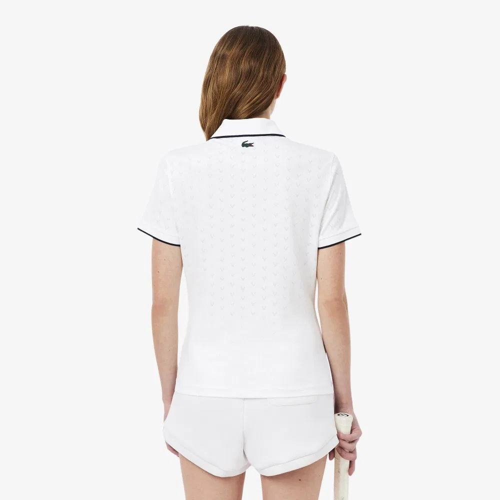 Футболка-поло Lacoste Tennis Heritage V-cut, женская, белая — фото 3