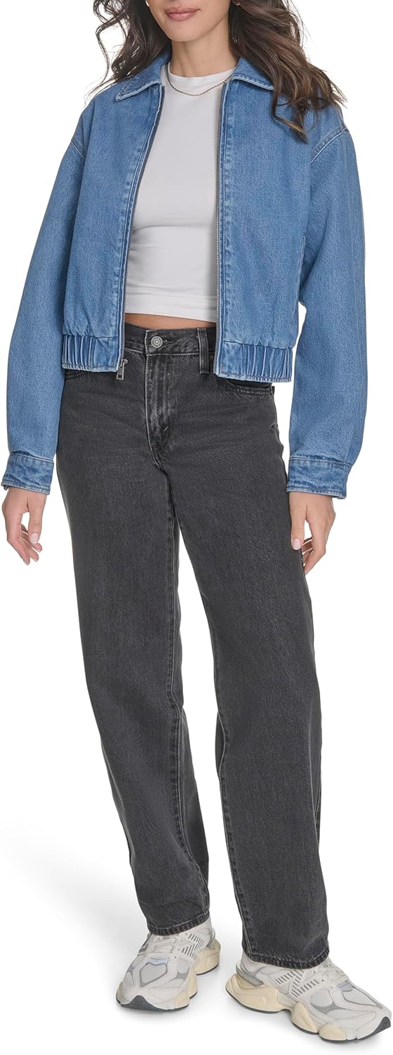 Женская куртка-бомбер Levi's с отложным воротником, голубой — фото 2