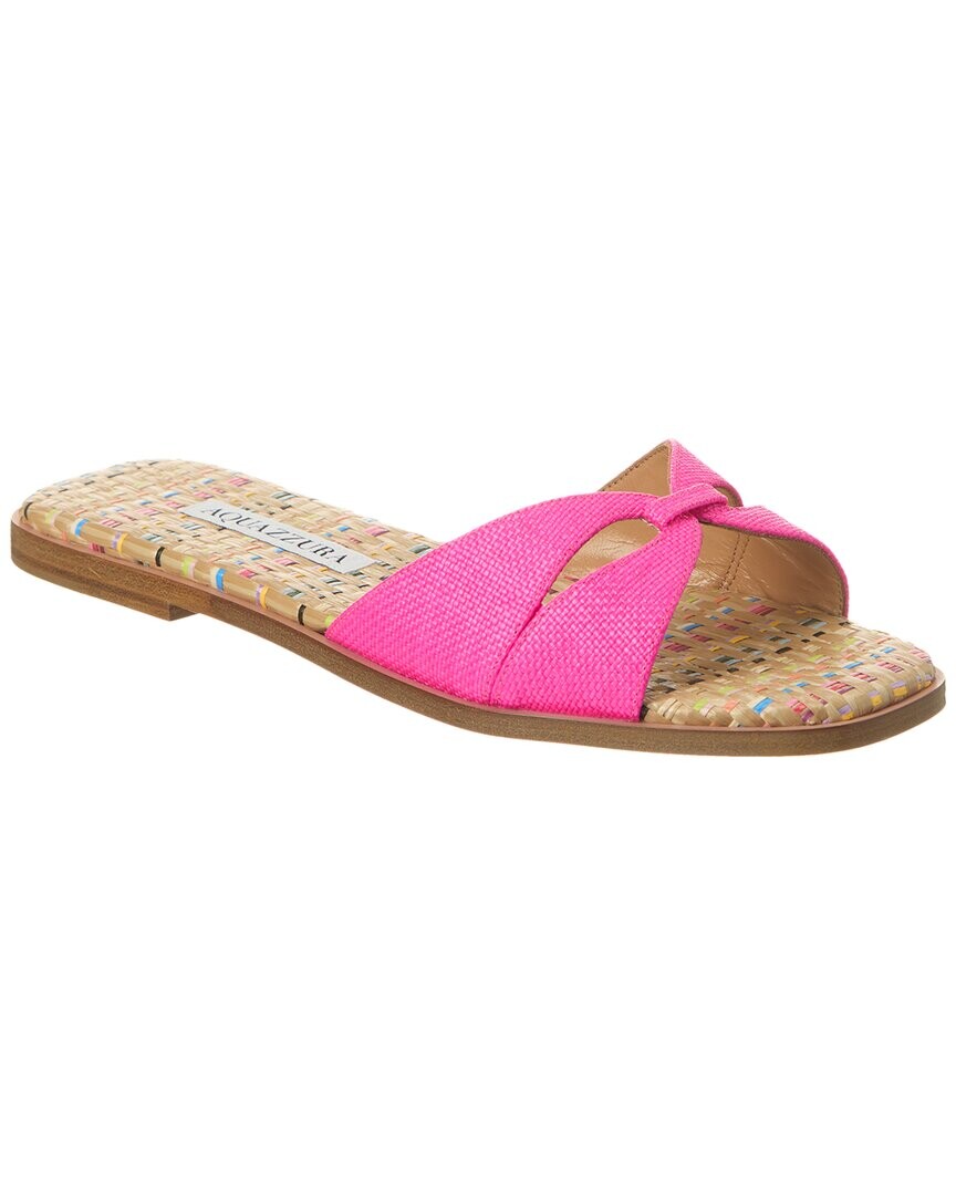 Сандалии Aquazzura Villette из парусины и рафии, розовый