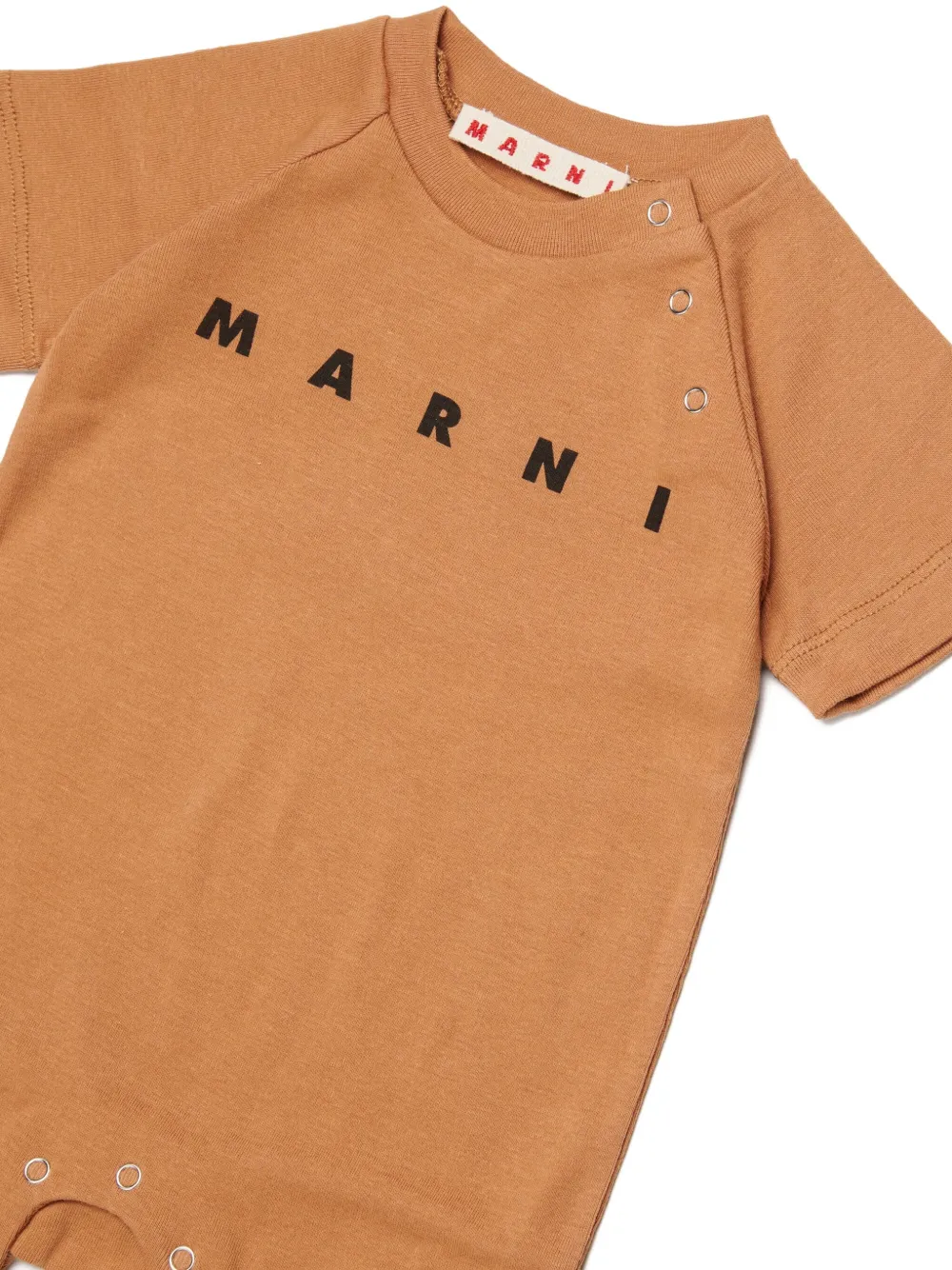 Комплект из комбинезона, шапки и нагрудника с логотипом Marni Kids, коричневый — фото 3