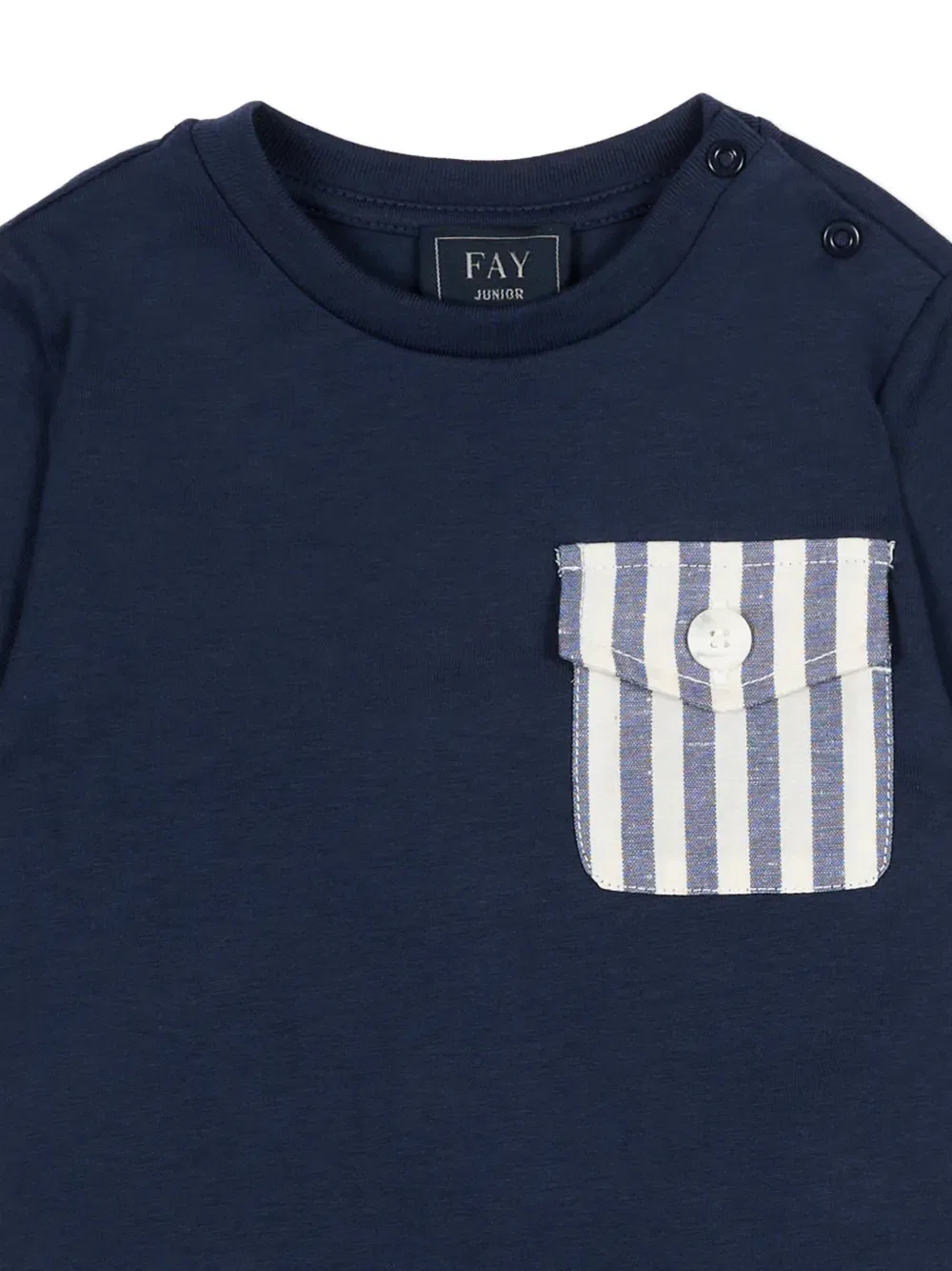 Полосатая футболка с карманом Fay Kids, синий — фото 3