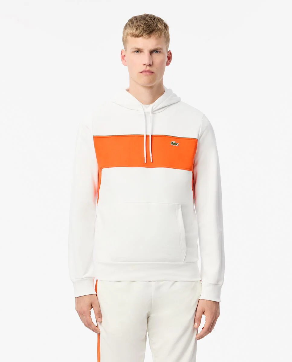 

Мужская толстовка с капюшоном в стиле цветных блоков Lacoste, белый