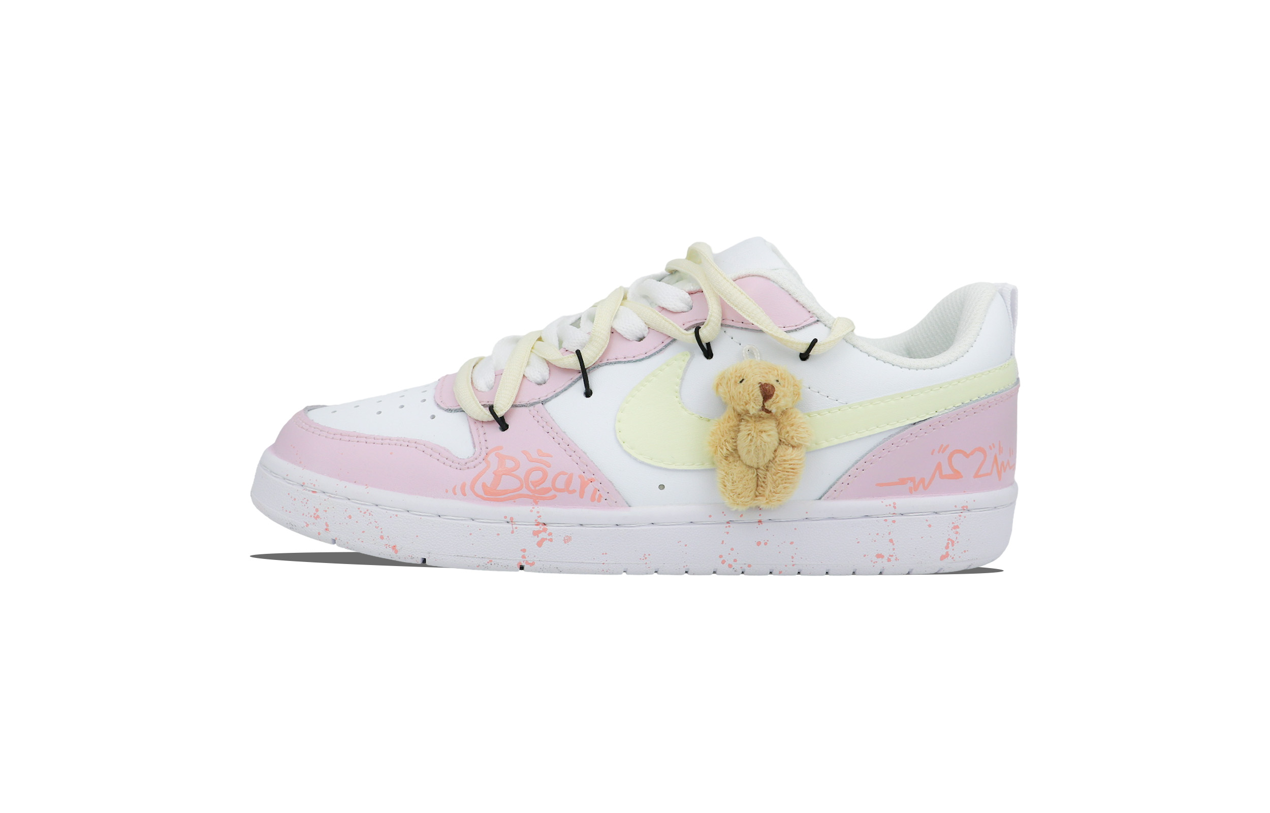 

Кроссовки Nike Court Borough 2 Skateboarding Shoes Women's Low-top Pink/Yellow, цвет Accompany my bear heart