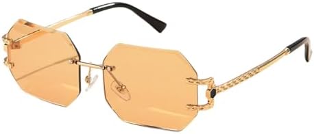 

Ретро солнцезащитные очки для женщин, без оправы, многоугольные солнцезащитные очки, модные солнцезащитные очки с оригинальными линзами, женские очки без оправы MTZJH, Champagne