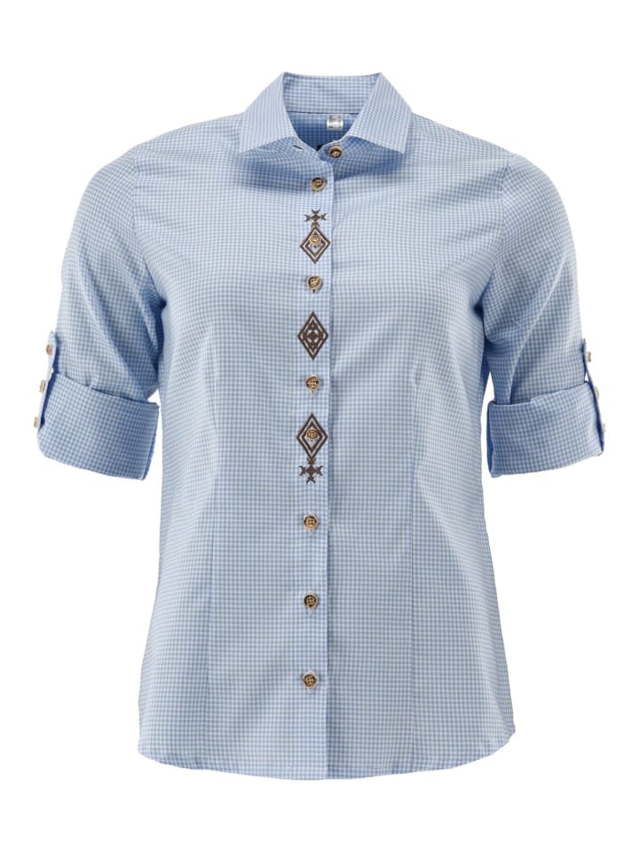 

Традиционная блузка Vapex светло-голубого/синего цвета OS-Trachten