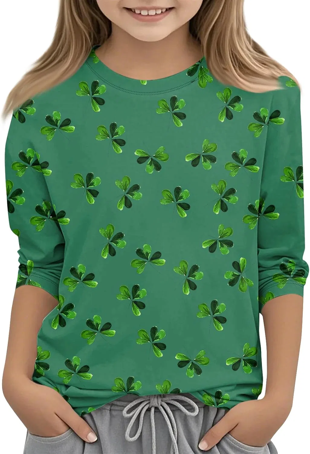 Футболка с принтом St. Patrick's Day, 3/4 рукав, бренд Generic, 2-army Green