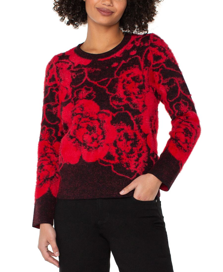 

Женский свитер с цветочным принтом и круглым вырезом Liverpool Los Angeles, Black/red Floral
