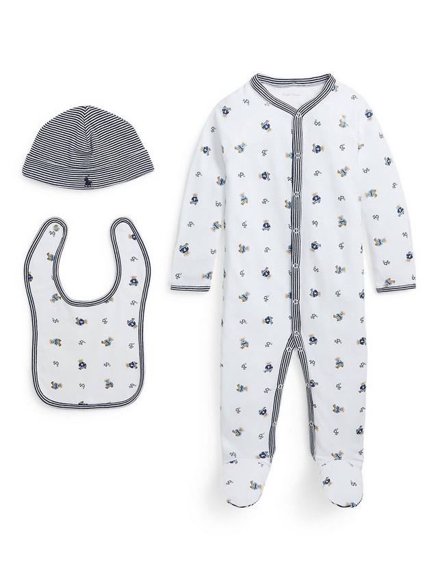 

Детский комбинезон Baby Ralph Lauren, Bib & Hat Gift Set, 3 Piece