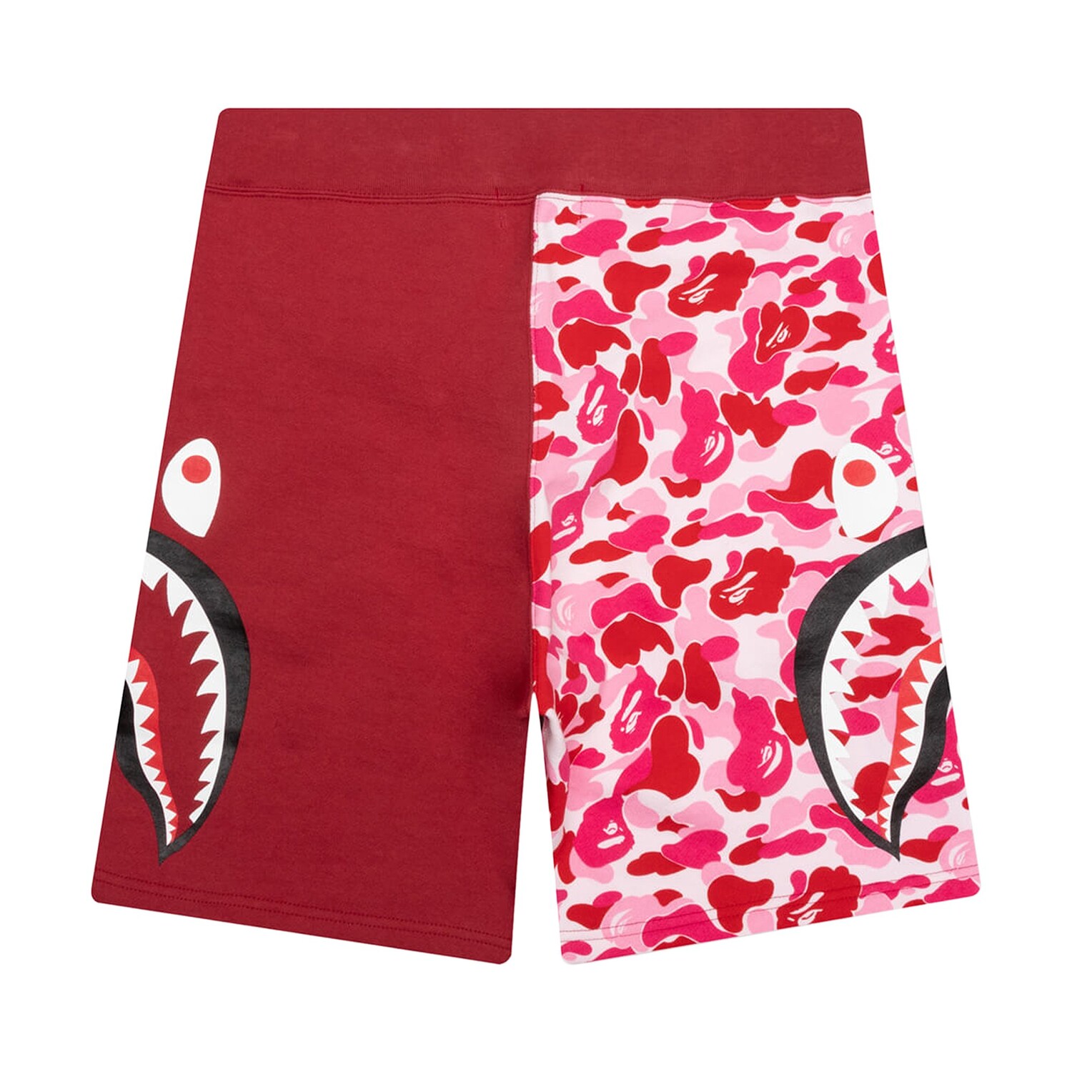 BAPE ABC Камуфляжные спортивные шорты с изображением акулы, цвет Розовый/красный — фото 2