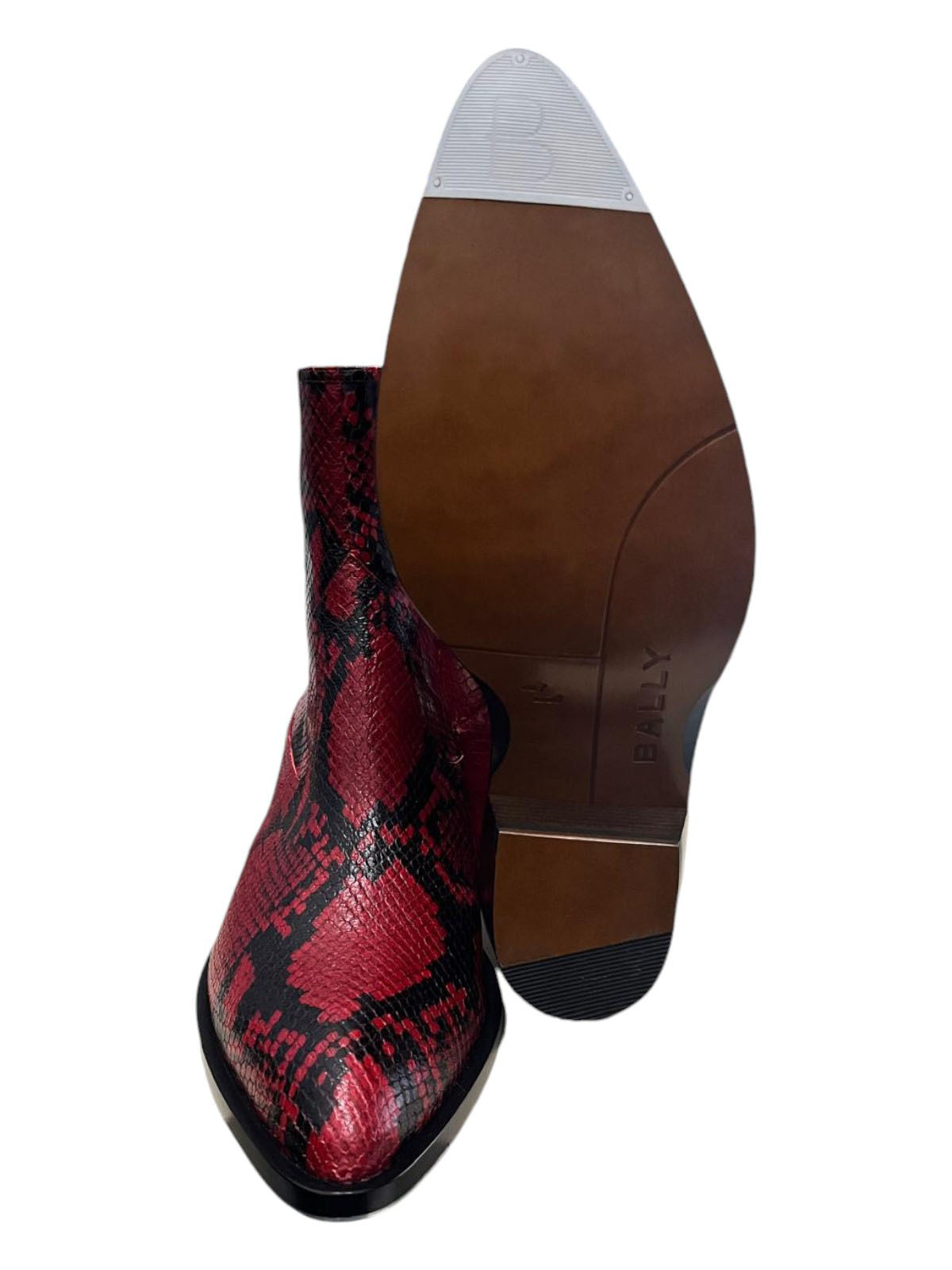 Bally Gaiman 6303991 Мужские кожаные ботинки с рубиновым принтом и анималистичным принтом, красный — фото 4