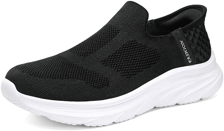 

Модные кроссовки с сетчатым верхом без шнурков, дышащие вязаные кеды, черные, синие, серые, легкие спортивные туфли с белой платформенной подошвой Generic