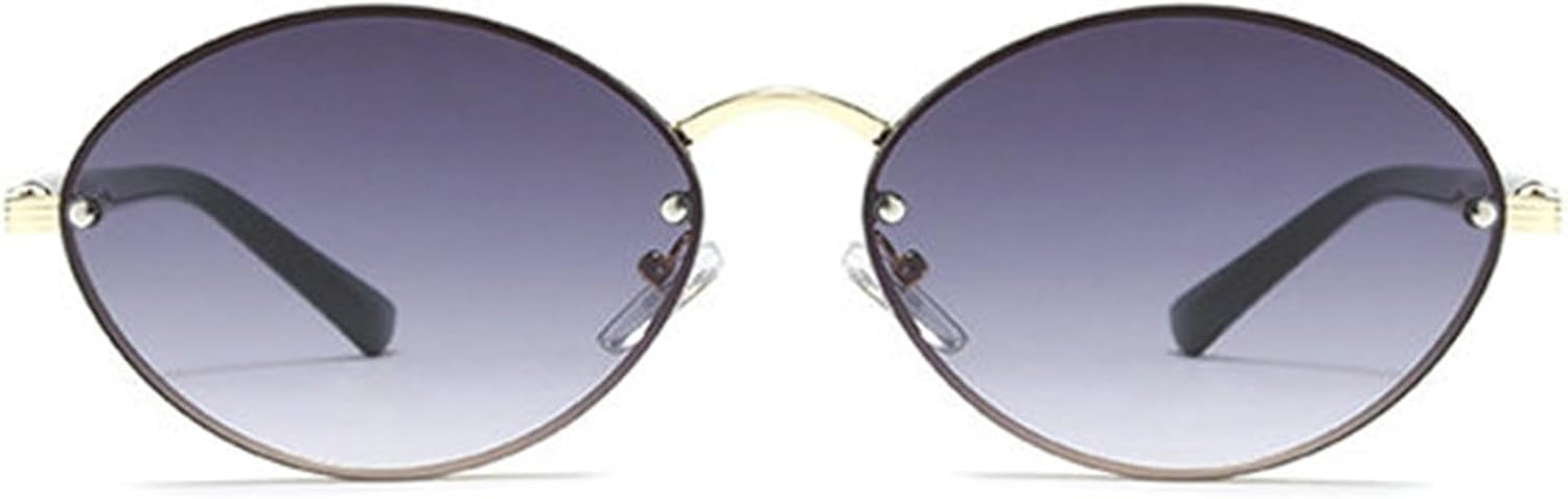 

Женские солнцезащитные очки без оправы круглой формы в стиле 90-х, роскошные маленькие овальные солнцезащитные очки для женщин, ретро-очки с защитой от УФ-излучения UV400 helena, C6