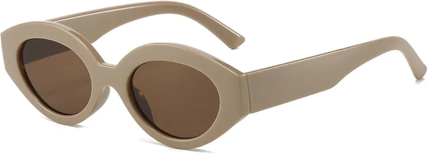 

Модные солнцезащитные очки «кошачий глаз» для женщин, популярные винтажные панк-очки овальной формы, трендовые, разноцветные, с защитой от УФ-излучения UV400 TVTBBVV, Coffee-brown