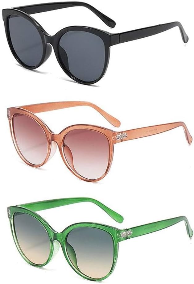 

Солнцезащитные очки «кошачий глаз» для использования на открытом воздухе, вождения, с солнцезащитным козырьком, увеличенной оправой и защитой от УФ-излучения HYYZZC, Blackchampagnegreen