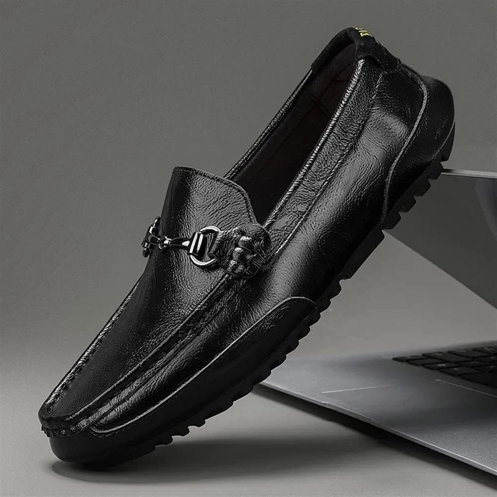 Мокасины мужские, кожаные, Loafers Moccasins, Black — фото 3