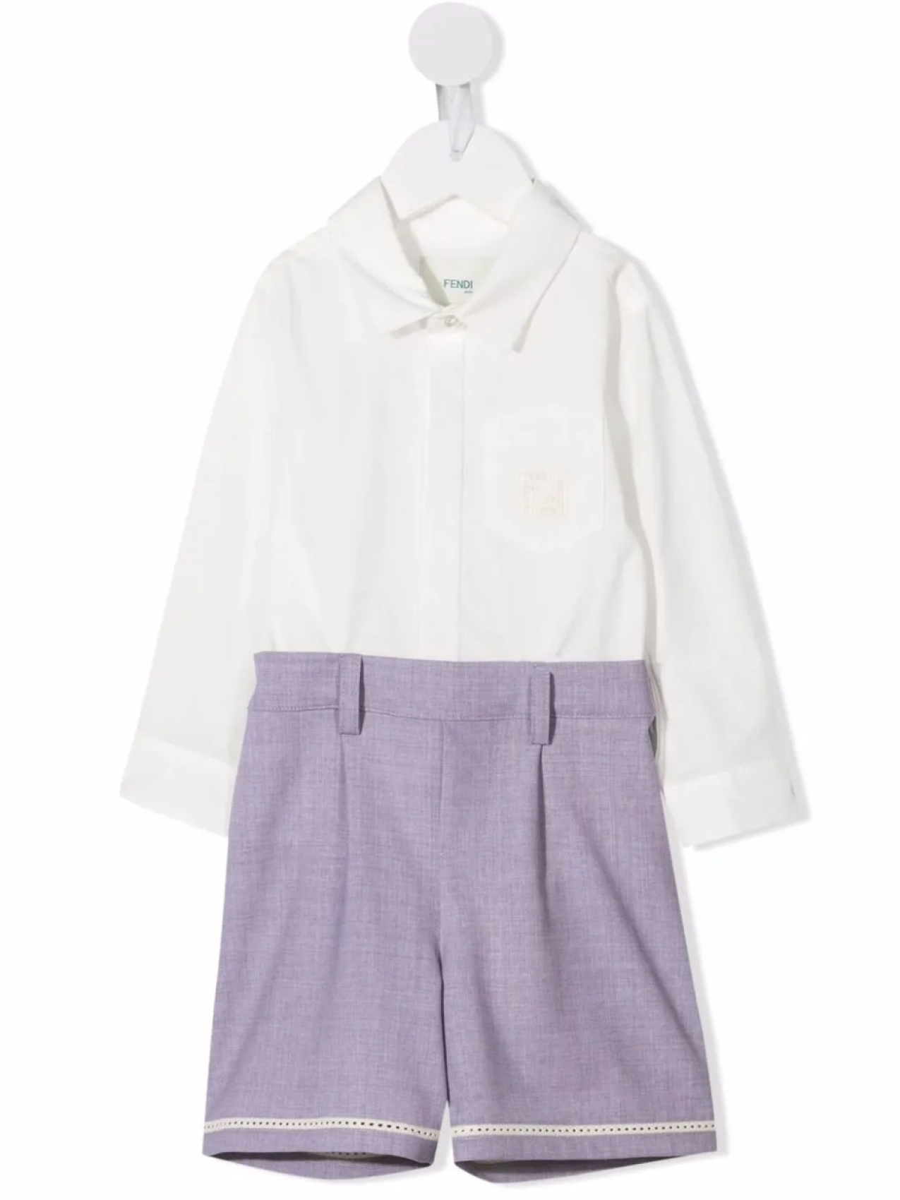 

Двухцветный ромпер с длинными рукавами Fendi Kids, серый