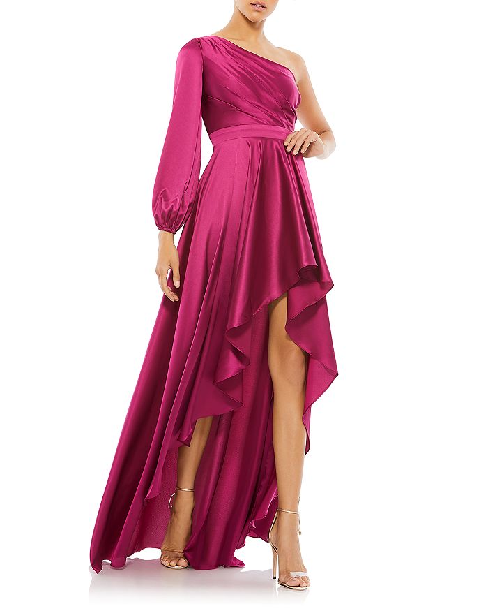

Асимметриное платье с запахом High Low Mac Duggal, розовый