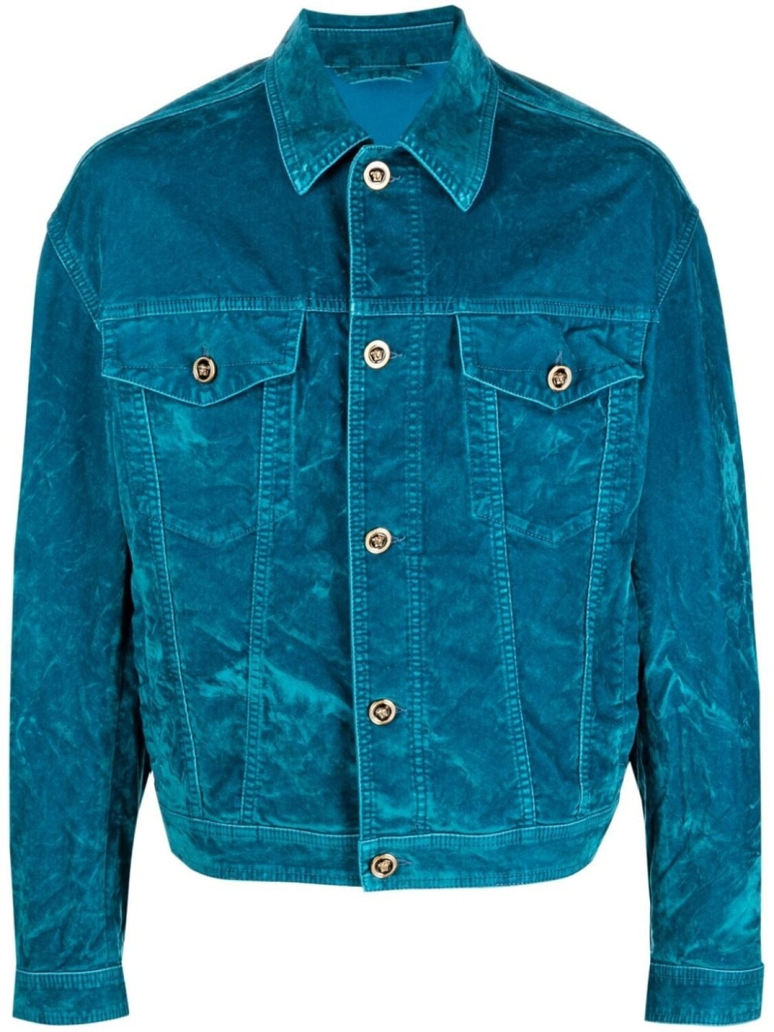 

Versace бархатная куртка с пуговицами Medusa, синий