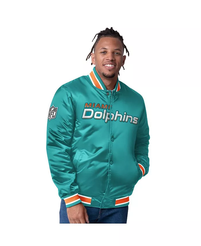 

Мужская реверсивная куртка на молнии Miami Dolphins в цвете Aqua/Orange из сатина Starter