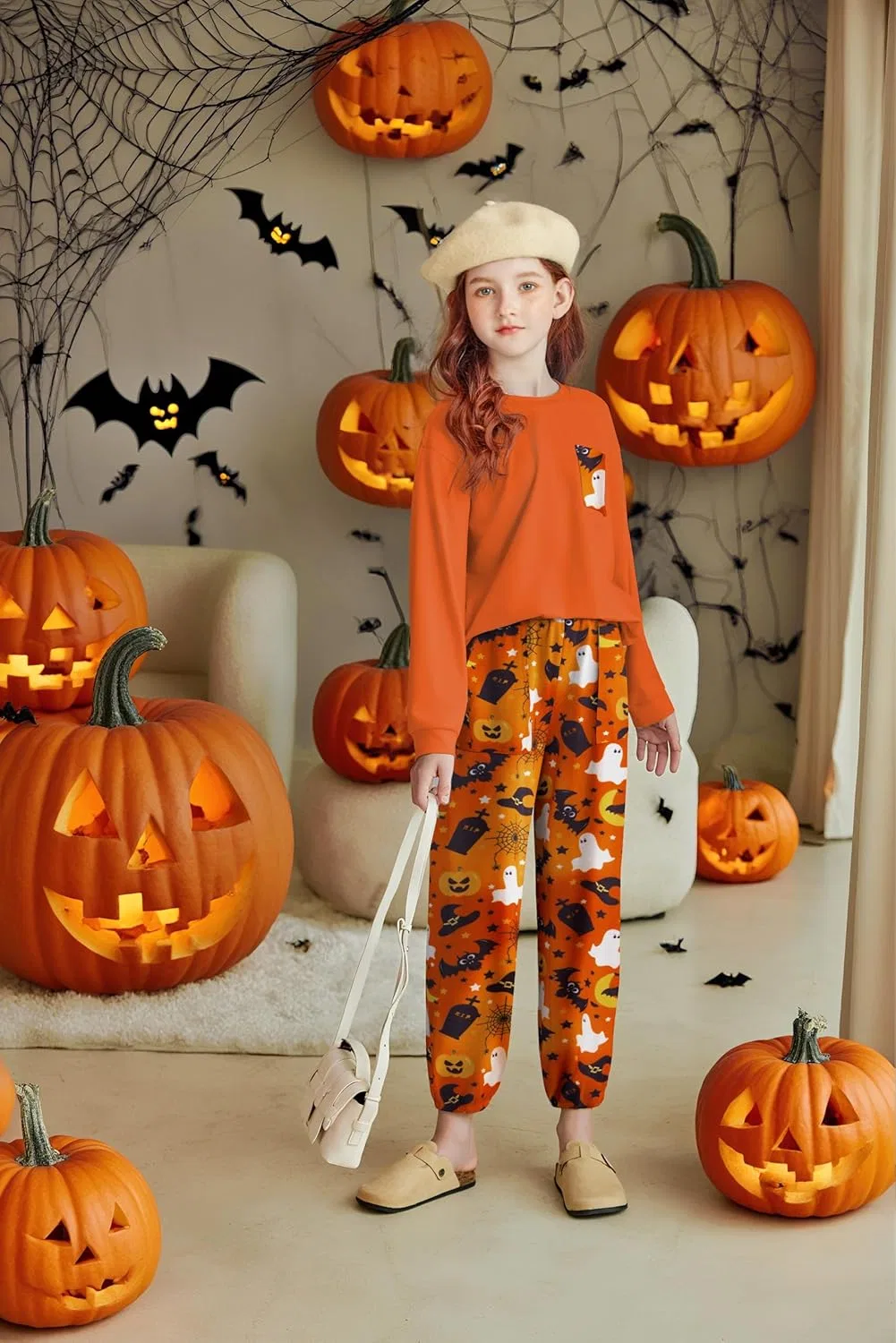 Детский спортивный костюм из толстовки и штанов Arshiner, Orange&print — фото 3