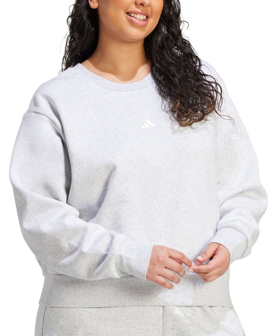 Толстовка из флиса больших размеров с маленьким логотипом Adidas, Gray — фото 3