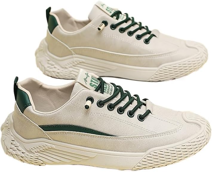 

Мужские повседневные туфли из ПУ с эластичной подошвой, низкие спортивные кроссовки, однотонные модные Fmshi, бежевый