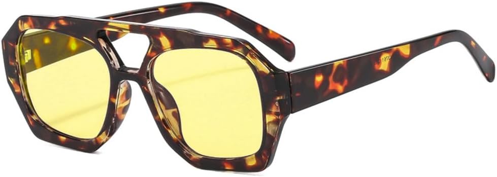 

Винтажные солнцезащитные очки для женщин и мужчин в толстой оправе, модные женские многоугольные солнцезащитные очки с леопардовым принтом, синие, с защитой от УФ-излучения UV400 KTUCN, 11