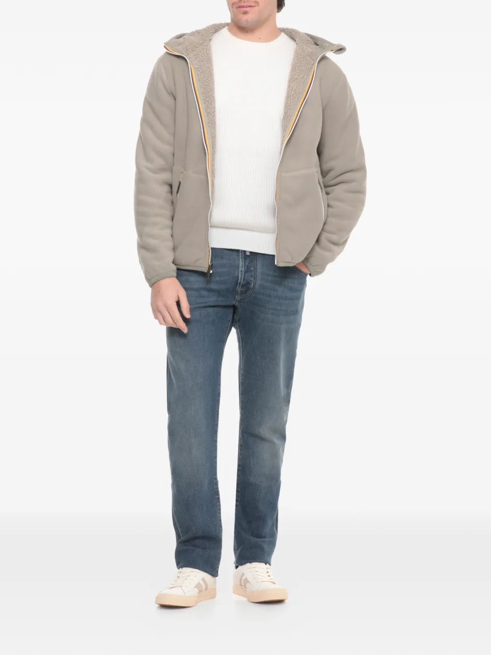 

Двусторонняя куртка на молнии с капюшоном K-Way, бежевый