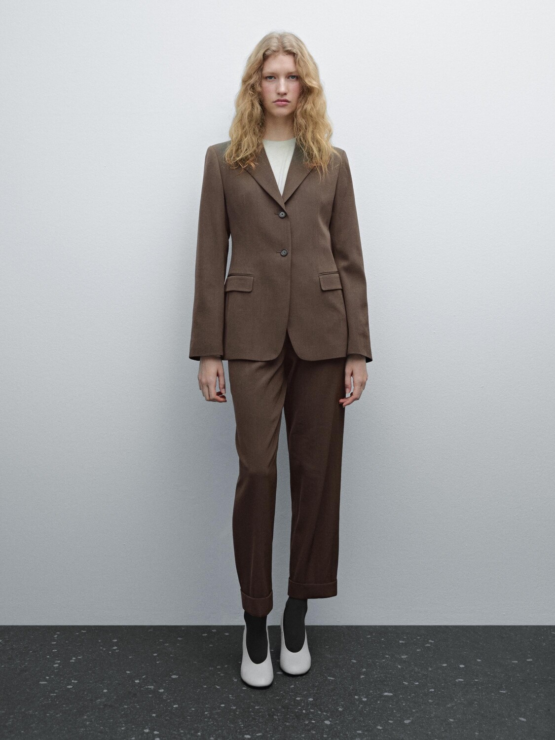 

Приталенный пиджак из смесовой шерсти Massimo Dutti, серый