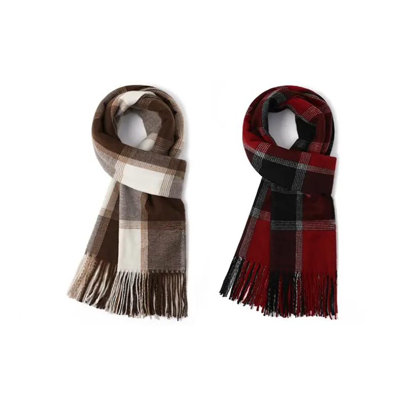 

FREE RABBITⅡ Вязаный шарф унисекс, 2 Pack (Dark Khaki+Red)