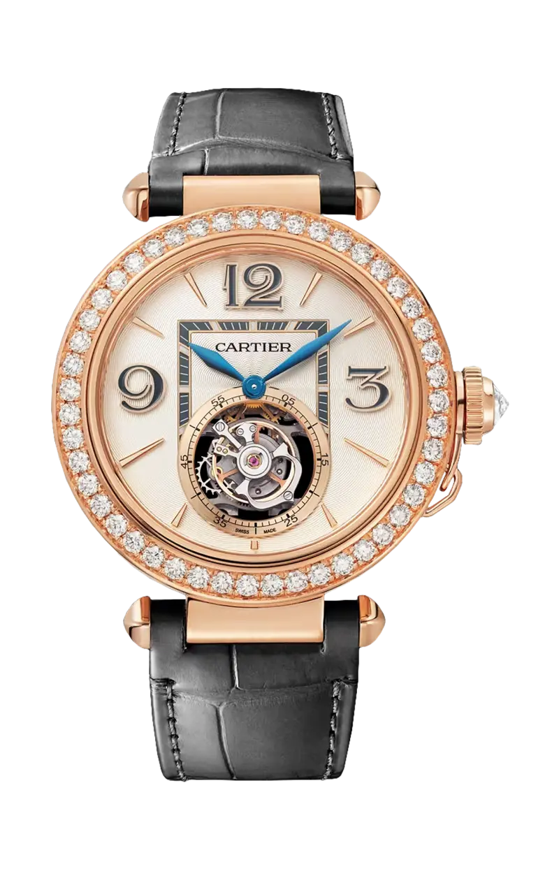 

Pasha de cartier, 41 мм, розовое золото, бриллианты, турбийон, механический мануальный механизм - hpi01575 CARTIER