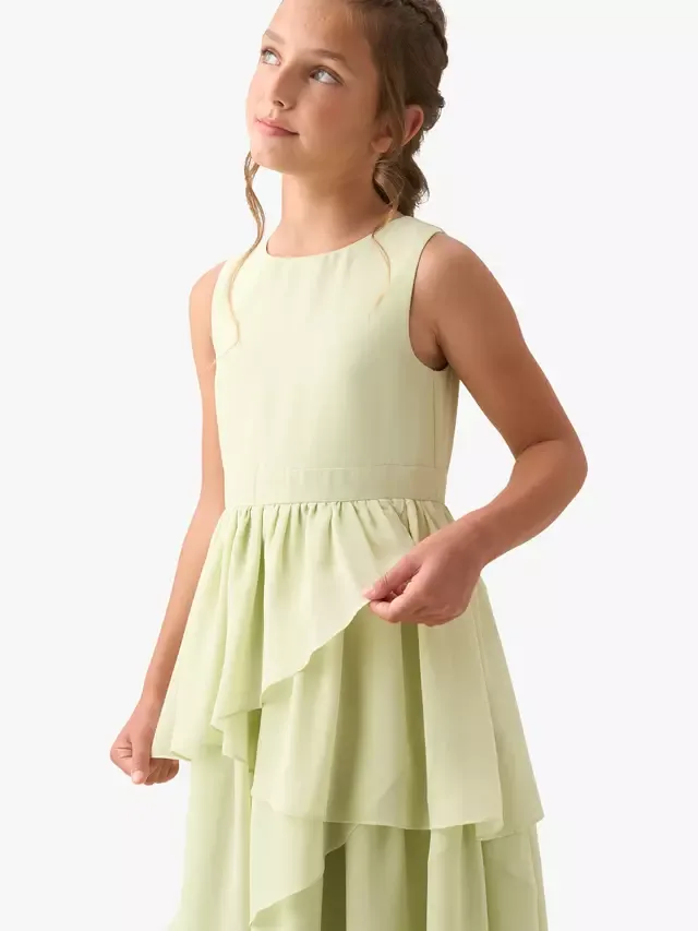 Детское платье без рукавов с многослойными оборками, цвет шалфей Angel & Rocket — фото 3