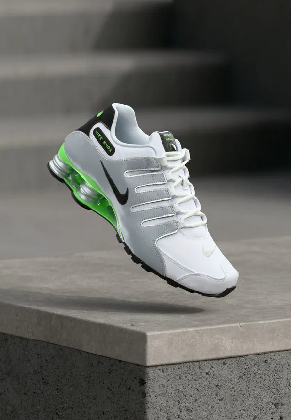 Кроссовки shox nz Nike Sportswear, White/Black/Metallic Silver-Coloured/Green Pulse