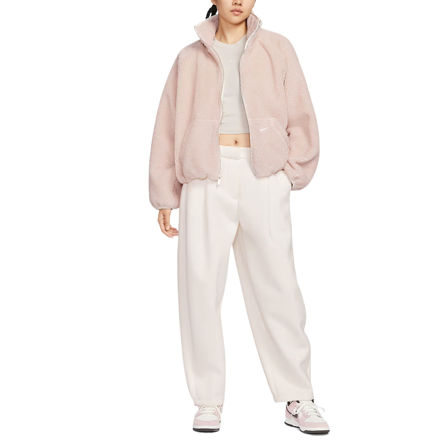 Nike Спортивная куртка женская sand rock gray pink/sail white/sail white — фото 4