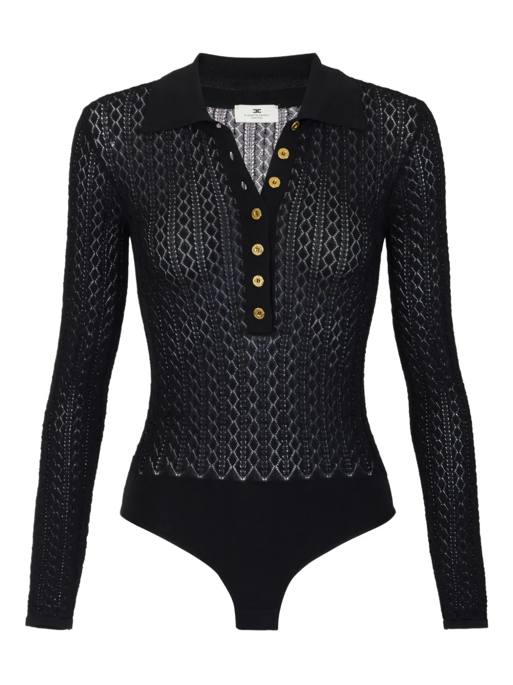 

Боди с воротником поло Elisabetta Franchi, черный