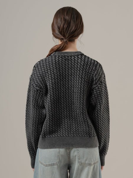 Свитер с круглым вырезом и узором "Кабель" от LEILAH Levi's, Blacks — фото 3